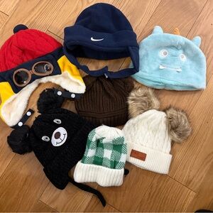 Lot of 7 Toddler sized Assorted Winter Hats Collection